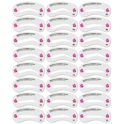 24 Styles Eyebrow Templates Eyebrow Shaping Mold Beauty Set Makeup Styler Set Template Tools Female Beauty Model