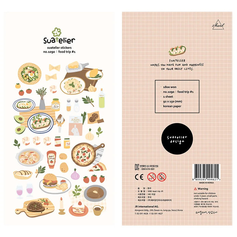 Suatelier Foods Stickers Aesthetic Scrapbooking Cute Junk Journal Ephemera Korean Deco Sticker Planner Diary DIY Craft Suppli