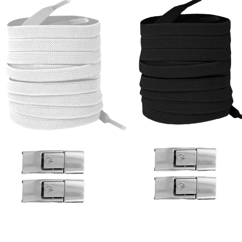 New Without Ties Elastic Laces No Tie Shoe Laces Press Lock Shoelaces Sneaker Kids Adult 8MM Widened Flat Shoelace for Shoes 