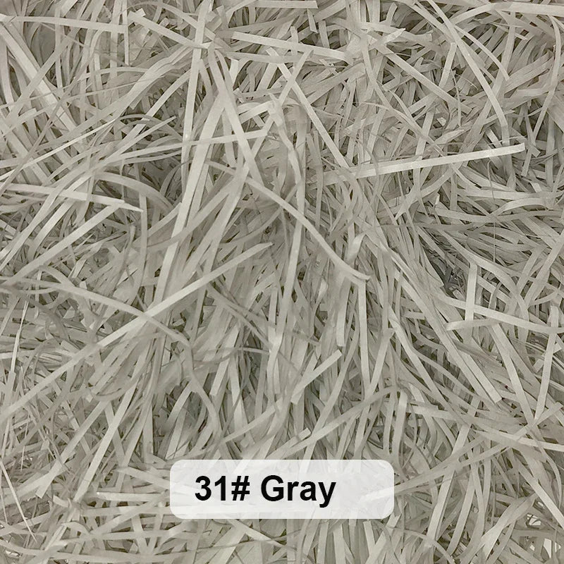 100-20g Multicolored Raffia Paper Shreds & Strands Shredded Crinkle Confetti For DIY Gift Box Wrapping & Basket Filling - Gra