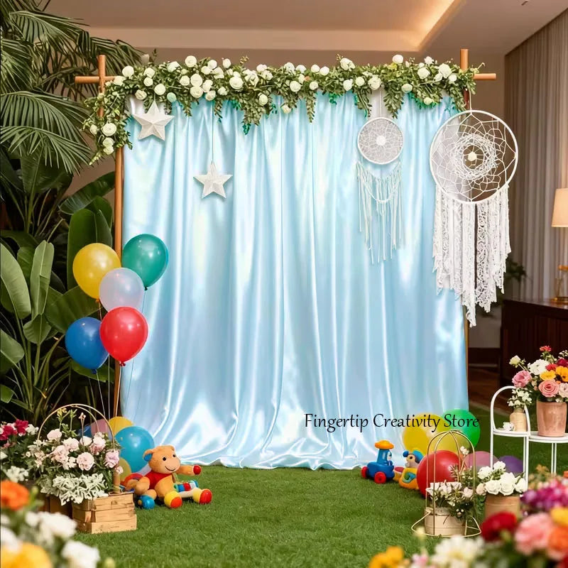 Satin Backdrop Curtain,with Rod Pocket for Wedding,Birthday,Baby Shower,Photography,Graduation Party Backdrop Drapes,1 Panel