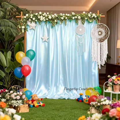 Satin Backdrop Curtain,with Rod Pocket for Wedding,Birthday,Baby Shower,Photography,Graduation Party Backdrop Drapes,1 Panel