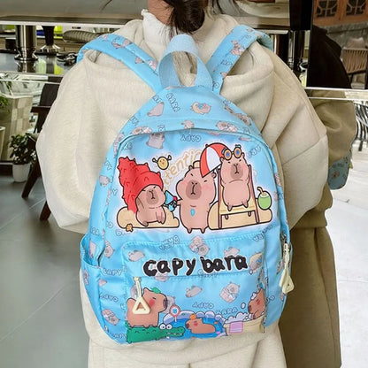Cute Large Capacity Capybara Backpack Cartoon Breathable Student Schoolbag Nylon Ultra-light Book Bag Back to school Women Gi