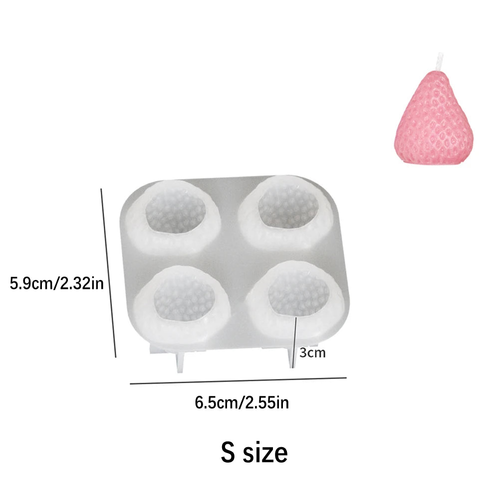 3D Strawberry Candle Silicone Mold Cute Fruit Candle Making Kit DIY Handmade Crafts for Valentine's Day Wedding Party Home De