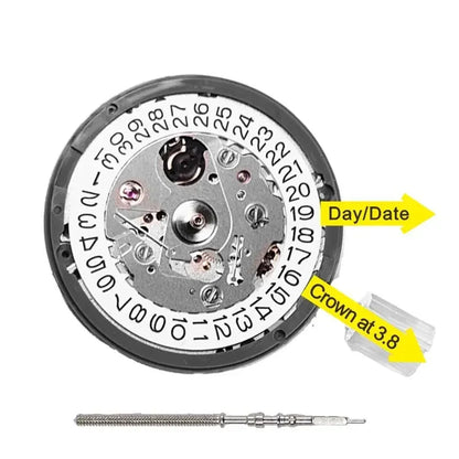 Japan Genuine NH35 Automatic Mechanical Movement High Accuracy 24 Jewels Mod Watch Replacement NH35A Date at 3:00