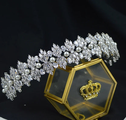 Luxury Bridal Tiara Wedding Headband Cubic Zirconia Bride Headband Tiaras And Crowns For Women Party Prom Hair Jewelry Headdr