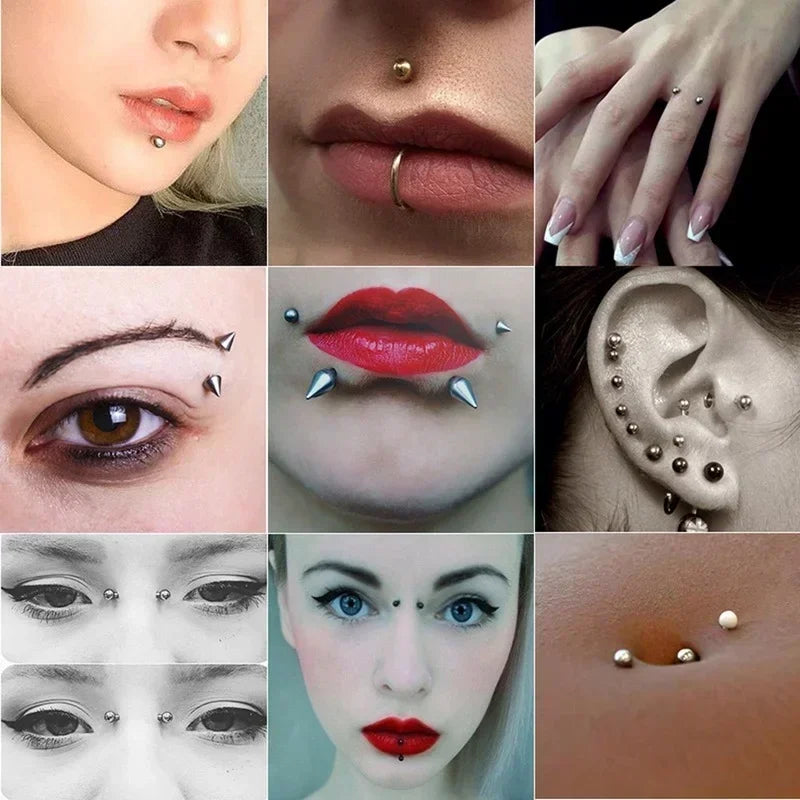 58pcs Non Piercing Lip Nails Sticker Selfadhesive Waterproof Reusable Fake Lip Nail Eyebrow Nose Ring Body Belly Button Jewel