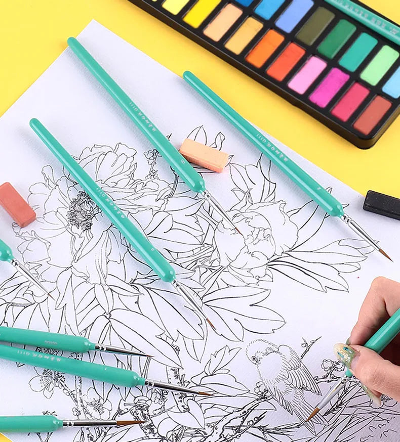4/5/10pcs Miniature Hook Line Pen Art Painting Brushes Weasel Hair Paint Brush Gouache Watercolor Oil Paint Artists Hand Pain
