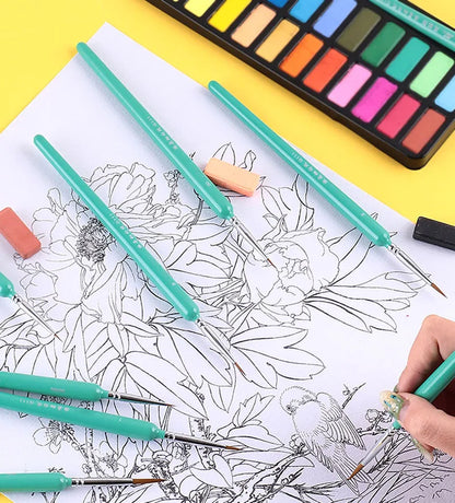 4/5/10pcs Miniature Hook Line Pen Art Painting Brushes Weasel Hair Paint Brush Gouache Watercolor Oil Paint Artists Hand Pain