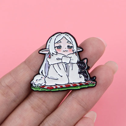 Frieren Anime Girl Enamel Pin Manga Badges on Backpack Women's Brooches Hat Lapel Pins Cosplay Accessories Fans Gifts