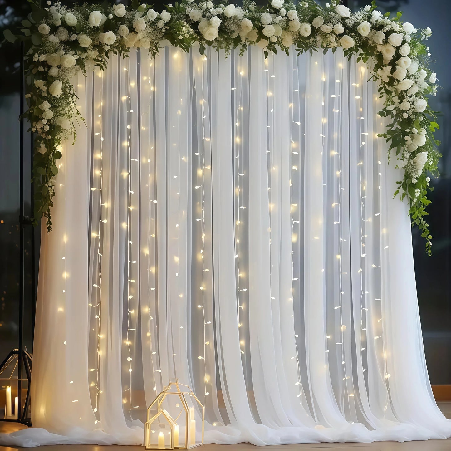 3*3m Tulle Backdrop Curtains, Optional Curtains Light, Decoration for Home Wedding Birthday Party Christmas Photography Backd