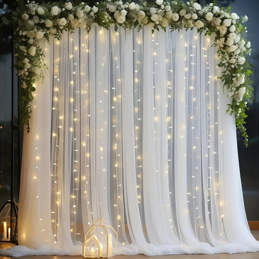3*3m Tulle Backdrop Curtains, Optional Curtains Light, Decoration for Home Wedding Birthday Party Christmas Photography Backd
