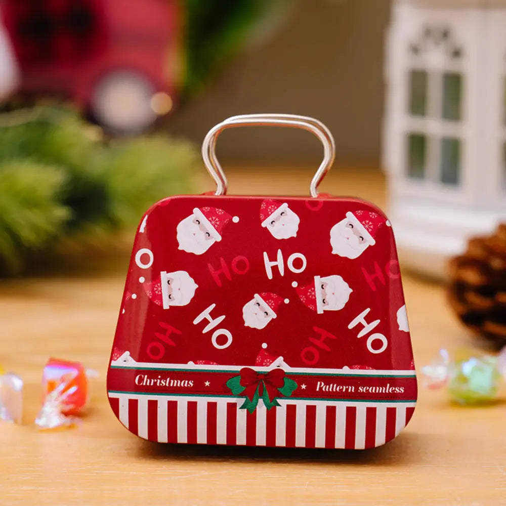 Christmas Decoration 2025 Metal Box Handbag Shape Tin Jar Jewelry Storage Case Kids Gift Can Storage Boxes 2026 Xms Party Dec