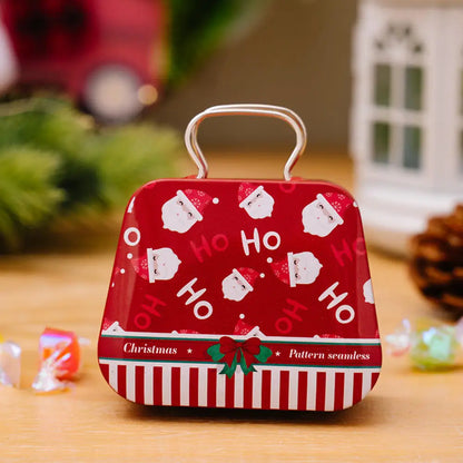 Christmas Decoration 2025 Metal Box Handbag Shape Tin Jar Jewelry Storage Case Kids Gift Can Storage Boxes 2026 Xms Party Dec