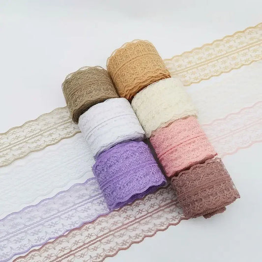 4.5cm Lace Ribbon 10Meters/Roll White Black Pink Red Blue Green Purple Beige Orange Yellow Burgundy Coffee Lace Tape DIY Craf