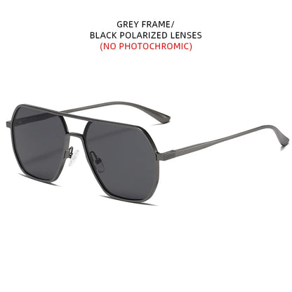 Luxury Metal Photochromic Sunglasses Men Women Fashion Polarized Sun Glasses Stylish Chameleon Anti-glare Driving Shades UV40