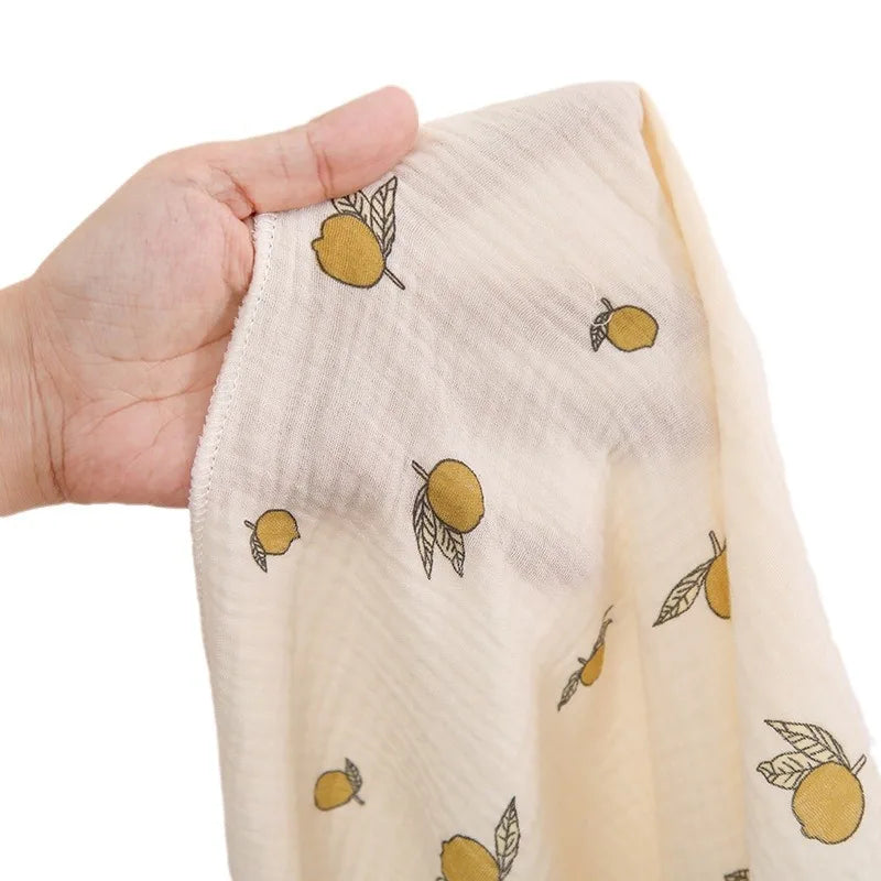 Cotton Muslin Cute Cartoon Printing Baby Swaddle Blanket Soft Breathable Newborn Baby Receiving Blanket For Infant Boys Girls