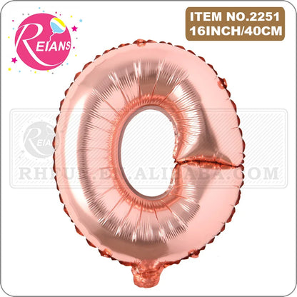 16 inch rose gold letter aluminum film balloon number digital balloon set wedding baby shower birthday party decoration ballo