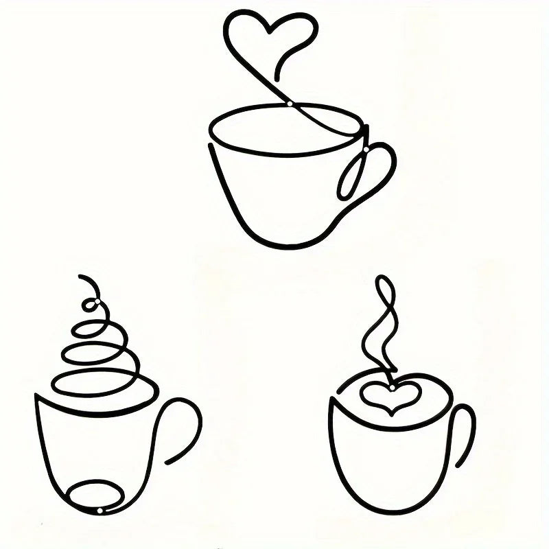 1/3pcs of Creative Coffee Wall Hangings, Coffee Shop Decorations, Interior Wall Decorations, Wall Hanging Iron Paintings