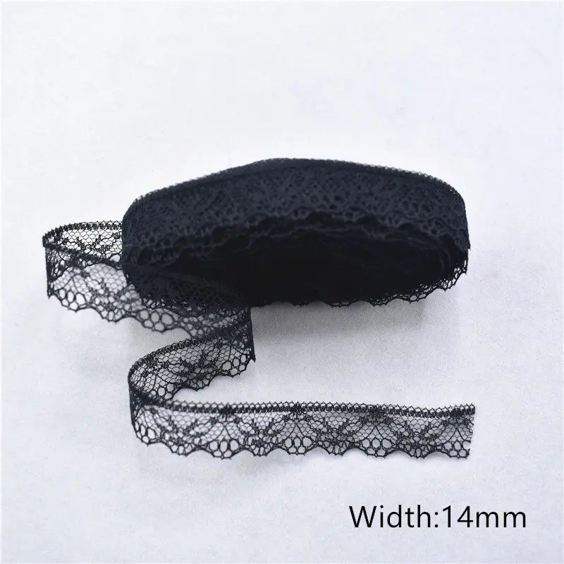 Lace Trim 10 Yards, Black Lace Ribbon for Sewing, Vintage Lace Trim for DIY Crafts, Planner Decorating, Fabric Accent Wide 14