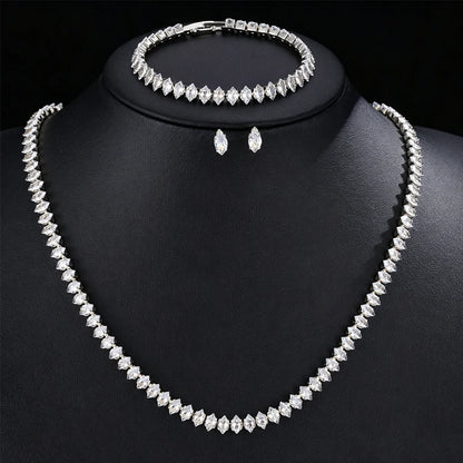 ZAKOL Gorgeous Buling AAA Clear Round Cubic Zirconia Wedding Bridal Necklace Earrings Party Jewelry Set for Women