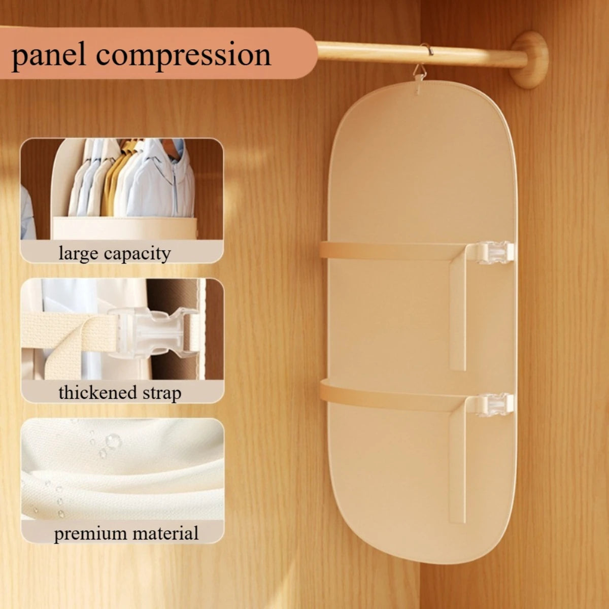 Fabric Panel Board Compressing Clothing Dust Cover Space Saver Organizer Wardrobe Hanging Bag Coat Down Jackets Pants Shirts