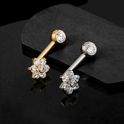 Right Grand ASTM F136 Titanium CZ Flower VCH Piercing 14G L-Bend Barbell Christina Piercing Jewelry