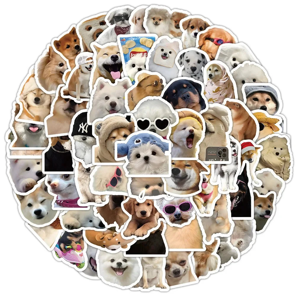 10/50/100pcs Funny Dog Stickers Cartoon Cute Decals Toy Stationery Guitar Phone Bicycle Laptop Luggage Car Graffiti Kids Stic