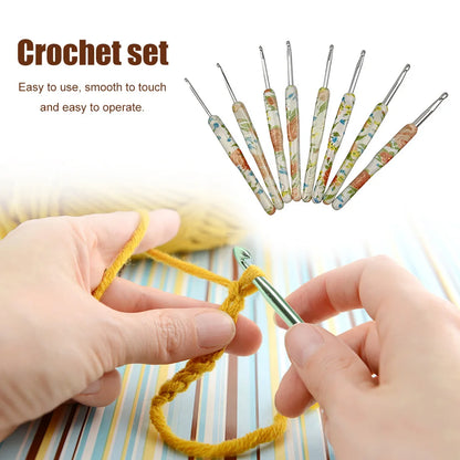 8Pcs Crochet Needle Set Aluminum Crochet Hooks Set 2.5-6.0mm Yarn Craft Knitting Needles Ergonomic Sweater Weave Sewing Tool