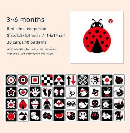 Black and White Cards High Contrast Baby Toys 0-36 Months Newborns Visual Stimulation Brain Development Learning Flash Cards 