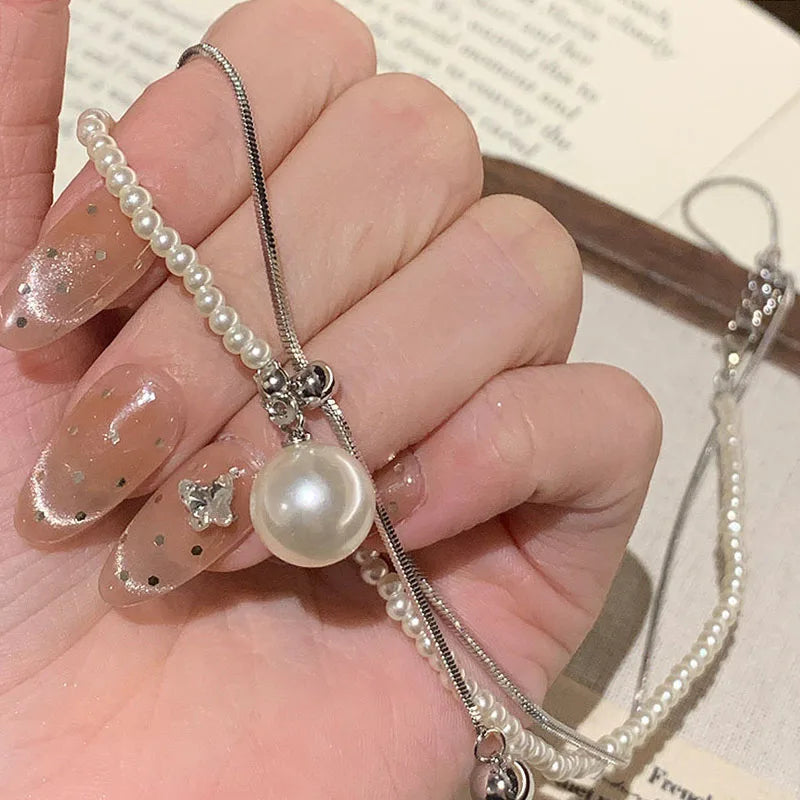 Chic Pearl Lariat Necklace Gold Chain Adjustable Minimalist Sweater Chain Jewelry for Women Statement Neck Jewelry Accessory 