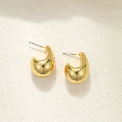 Vintage Chunky Dome Drop Earrings For Women Gold Plated Stainless Steel Thick Teardrop Earring Statement Wedding Jewelry Gift