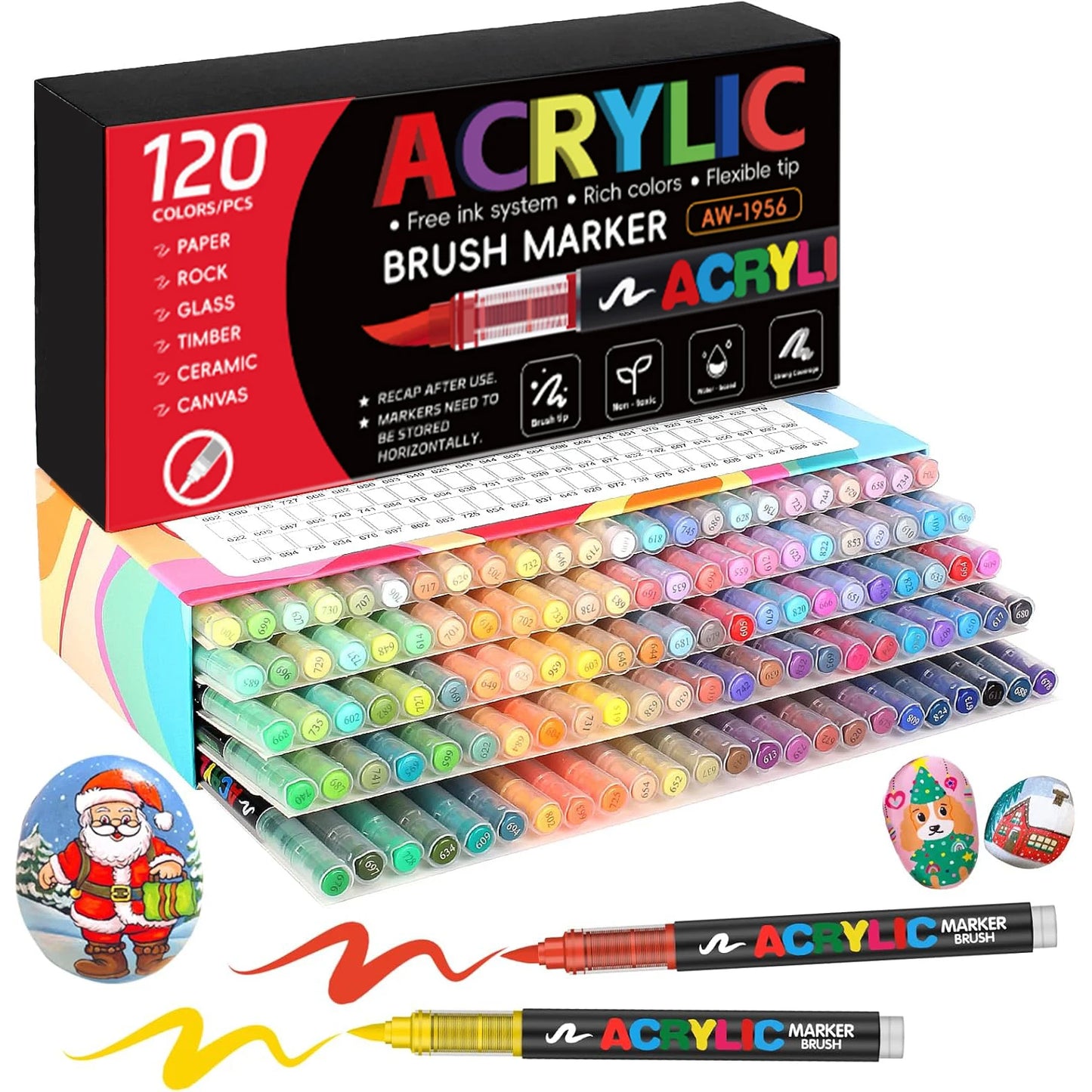 12-366 Colors Acrylic Painting Marker Waterproof Acrylic Brush Marker Professional Acrylic Marker Set DIY Coloring Art Suppli