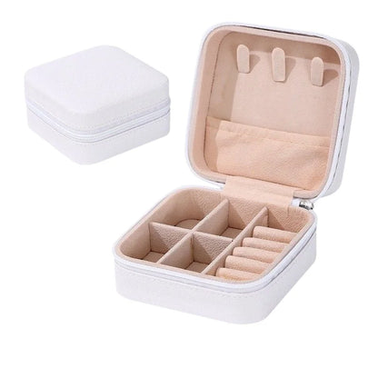 Portable Mini PU Leather Jewelry Box Velvet Lined Travel Case for Ring Earring Necklace Storage Organizer