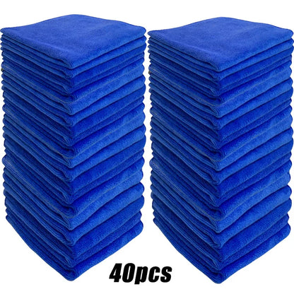 200pcs Microfiber Towels Car Wash Drying Cloth Blue Car Care Detailing Cleaning Polishing Duster Home Kitchen Washing Rags - 