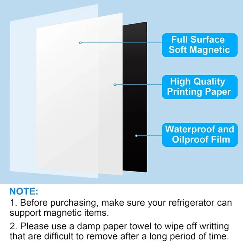 A4 Size Dry Erase White Board for Fridge Sticker Magnetic Whiteboard,Portable 11.8"x8.2" Planner for Refrigerator