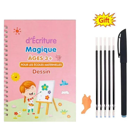 French Magic Copybook Magic Book That Can Be Reused Learn Alphanumeric Drawing Math Writing Children Calligraphy Paperback - 