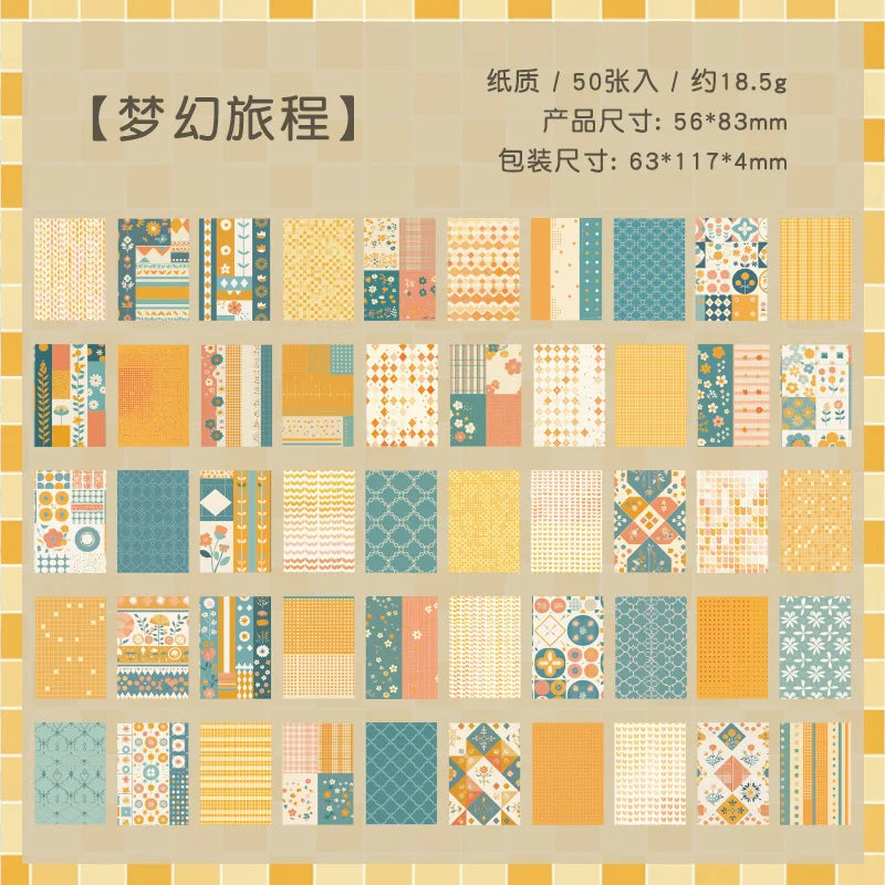 50pcs Vintage Paper Multi Style Deco Retro Stationery Supplies Writing Paper Junk Journal Label Scrapbooking Material Supplie