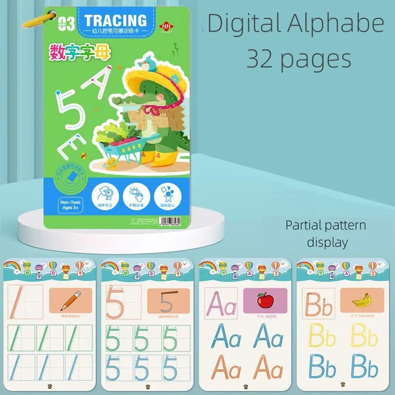 Magical Montessori Tracing Workbook Reusable Pen Control and Tracing Book for Kids Calligraphy and Drawing Educational Toys