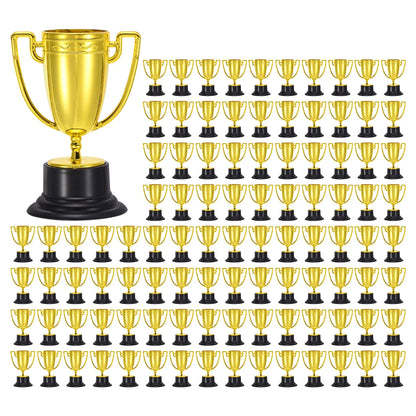 40/48/60/100pcs Mini Gold Trophies Award Plastic Small Trophy Cups Soccer Golden Cup First Place Winner Award Trophies Prize