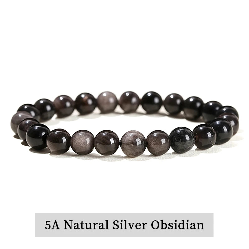 JD Natural Stone Beads Bracelet Amethyst Tiger Eye Crystal Quartz Agate Gem Beads Bangles Women Men Reiki Healling Jewelry Gi