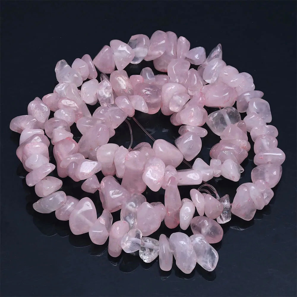 16 inch Natural Stone Beads Chips Beads 5-8mm Irregular Crystal Agate Gravel Beads Diy Bracelet For Jewelly HK058 - Rose quar