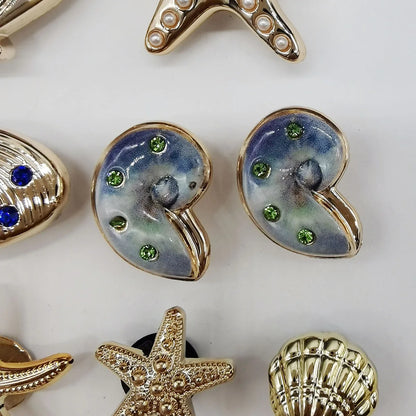 16PCS DIY Starfish Shoe Charms Bling Conch Shoes Buckle Decorations Removable Shell Shoe Accessories Mutlifunctional Shoe Cli