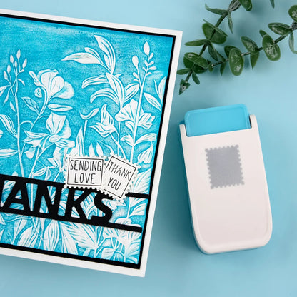 Postage Stamp Maker Embossing Machine with 1x0.8 Inch Rectangular Punch DIY Craft Tool for Scrapbooking Card Making Supplies