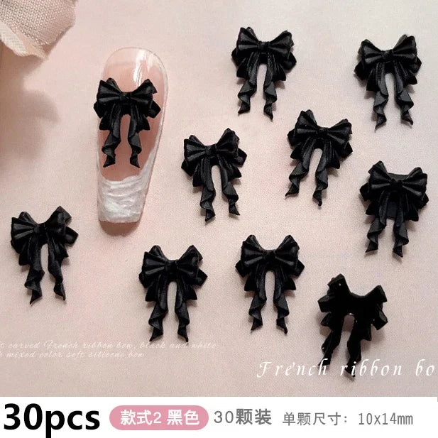 French Ribbons Colorful Resin Cute Bowknot Charm Leopard Print Bow Tie Nail Art Decorations Manicure Tools Accessories Wholes