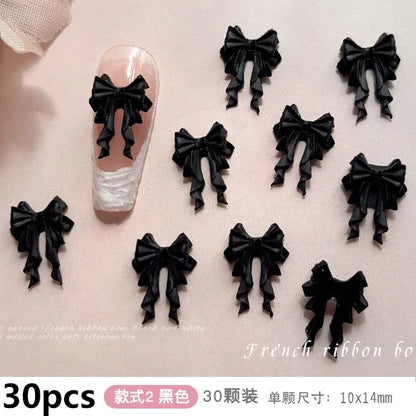 French Ribbons Colorful Resin Cute Bowknot Charm Leopard Print Bow Tie Nail Art Decorations Manicure Tools Accessories Wholes