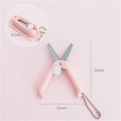 Mini Portable Small Scissors Creative Paper-cutting Notebook Tool That Can Be Extended and Folded - Pink