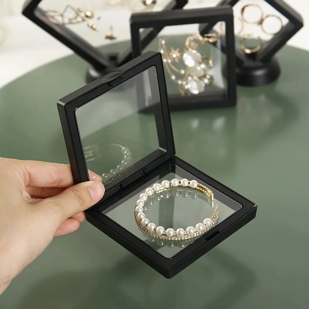 10pcs, Transparent Floating Display Box, Plastic Film Jewelry Packaging Box, Jewelry, Necklace, Ring, and Collectible Storage