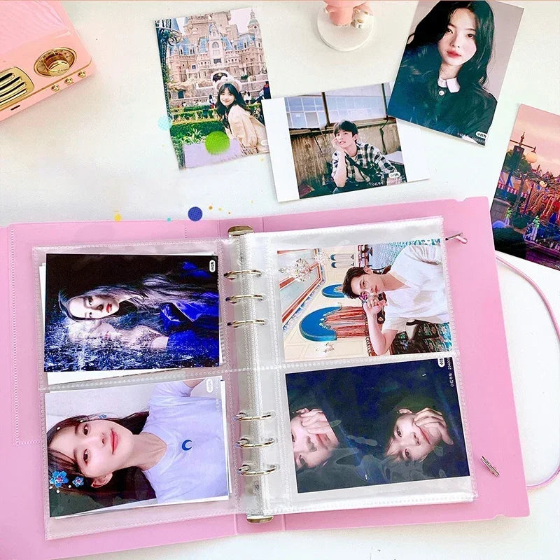 A5 Kpop Photocard Holder Binding Photo Cards Holder in Polaroid Album Book 3 Inches Heart Photo Card School Stationery Binder
