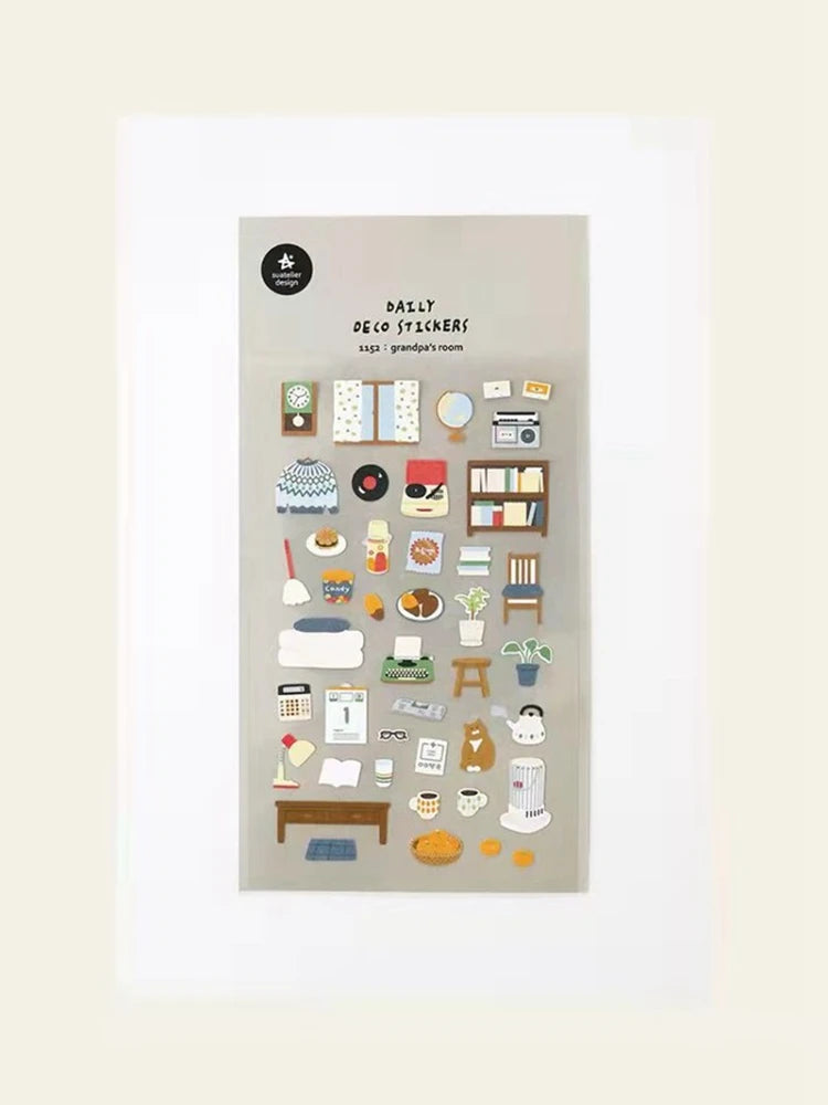 Korean Suatelier Stickers Cute Home Style Scrapbooking DIY Junk Journal Diary Stationery Deco Sticker Handiwork Craft Supplie